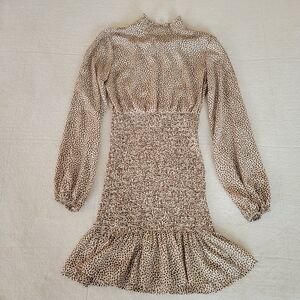 SHEIN Brown Long Sleeve Polka Dot Dress